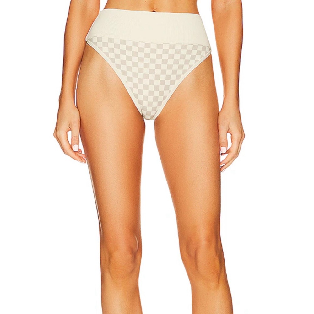 NWOT Beach Riot Emmy Bikini Bottom in Tan Checkers